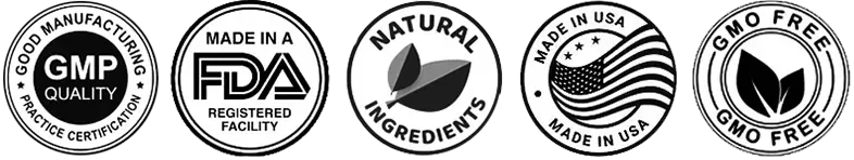 Certifications - GMP, FDA, Vegan, Made in USA, Non-GMO